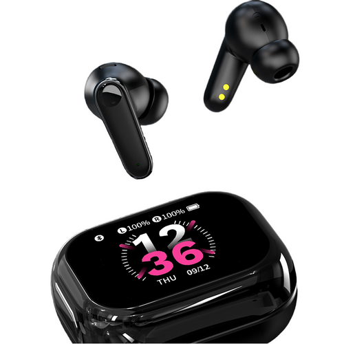 C11 TWS Bluetooth Earbuds Skrini ya Rangi Kugusa ANC na ENC Kufuta Kelele Betri ya Muda Mrefu