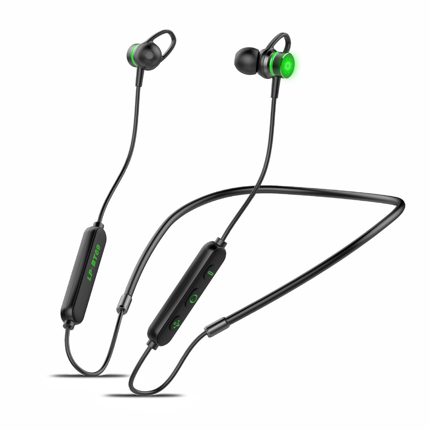 Kipokea sauti cha Bluetooth cha Mnyororo wa Shingo chenye Taa za Rangi za LED – Kwa Michezo na Kucheza PUBG, Muundo wa Sumaku, Ucheleweshaji mdogo.